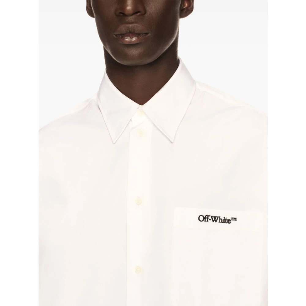 Off White Witte Button-Up Shirt met Logo White Heren