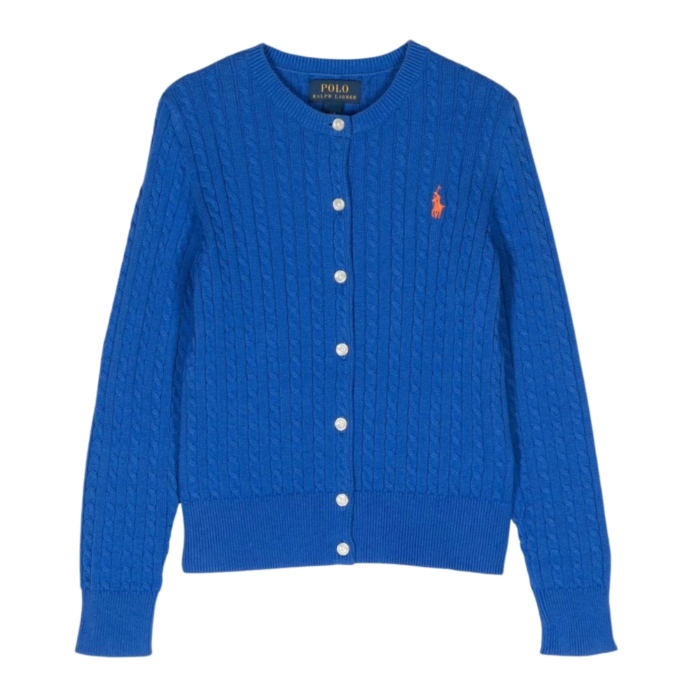 Ralph Lauren Barn Blå Stickad Kofta Tröja Blue, Flicka