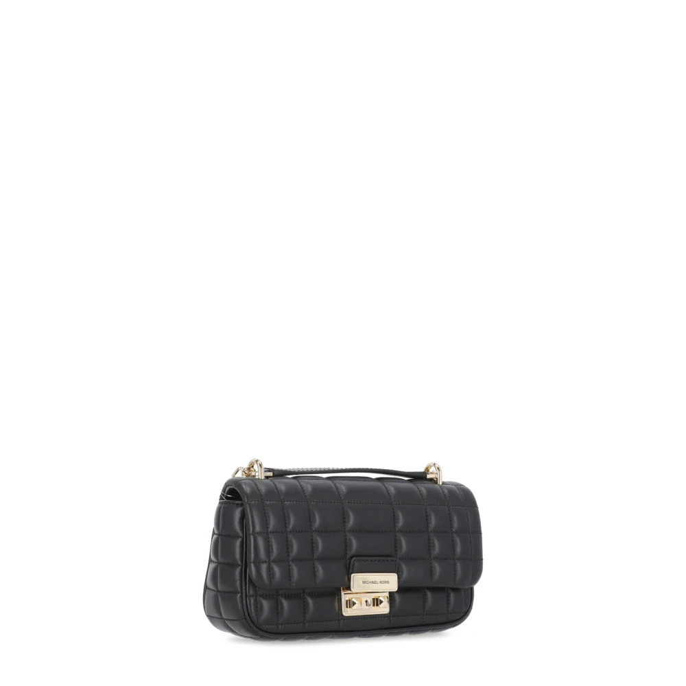 Michael Kors Zwarte leren schoudertas met klep Black Dames
