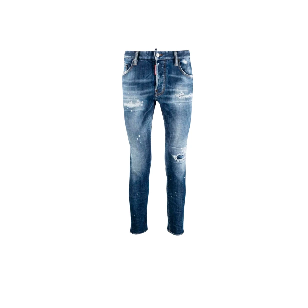Dsquared2 Super Twinky Jeans met Gescheurde Details Blue Heren