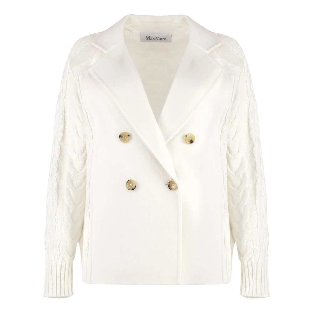Max Mara Women's White Micio Double-Breasted Wool Jacket