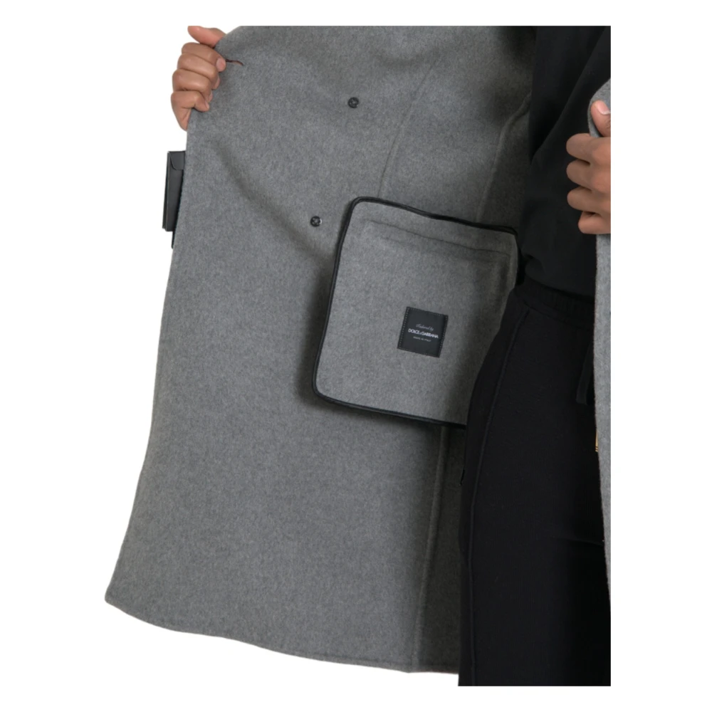 Dolce & Gabbana Grijze Cashmere Trenchcoat Jas Gray Heren