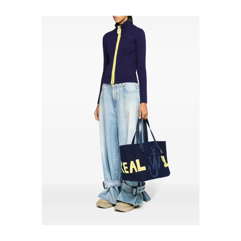 JW Anderson Blauwe Trui met Mock Hals Blue Dames
