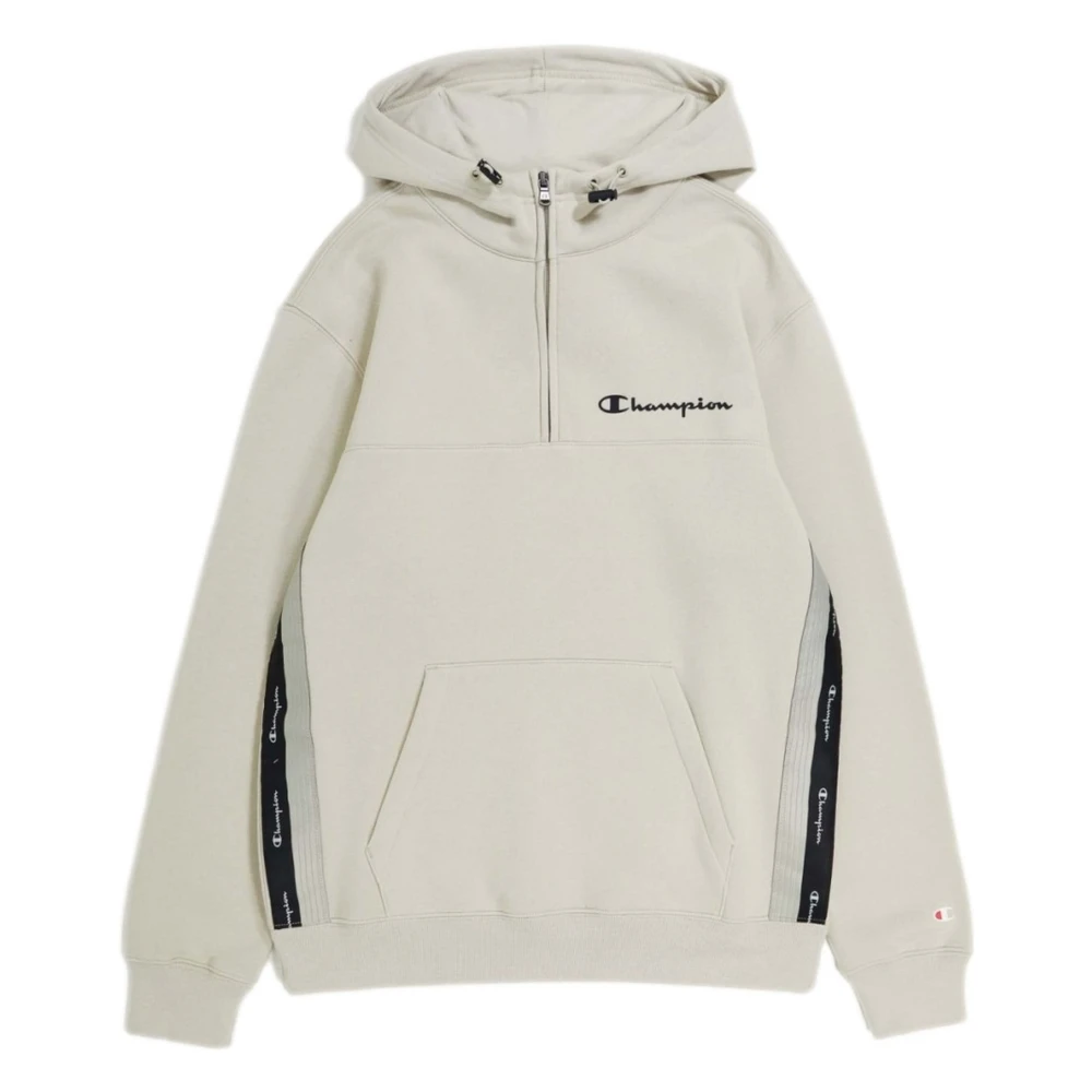 Champion Hooded Half Zip Hoodie White, Herr