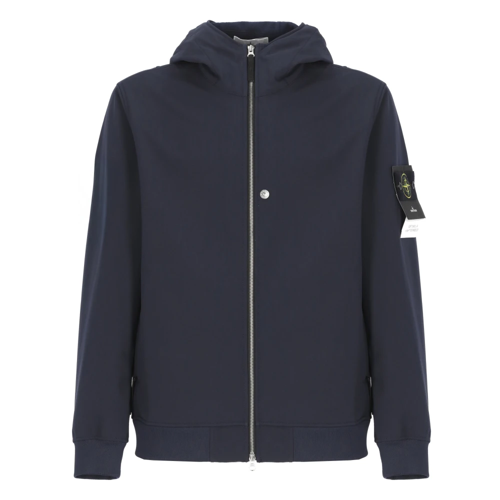 Stone Island Blue Light Hooded Jacket - Male - Light Jackets - M - Jackets