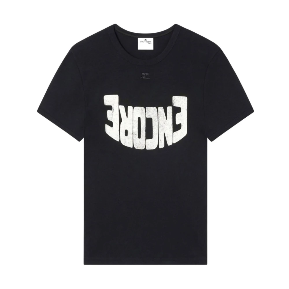 Courrèges Contrast T-shirt Zwart Natuurlijk Black Dames