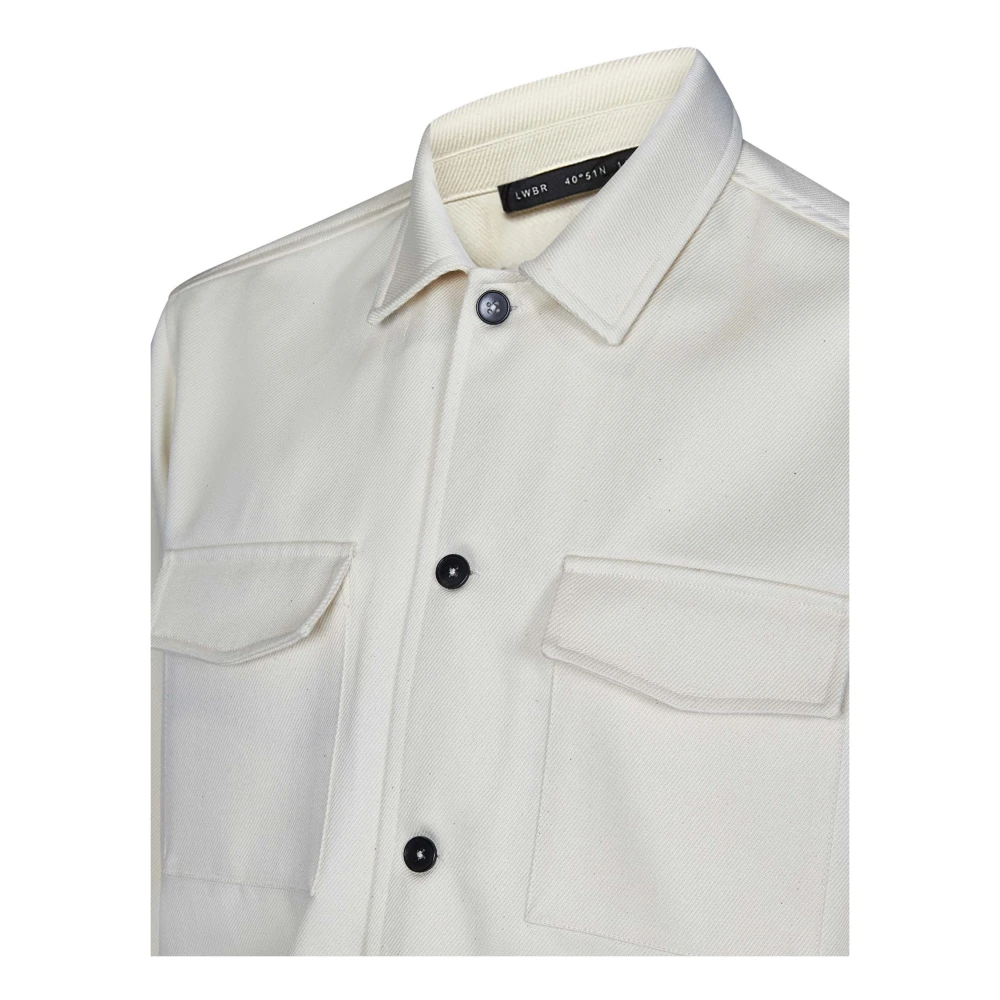 Low Brand Witte Wol Denim Overshirt Klepzakken White Heren