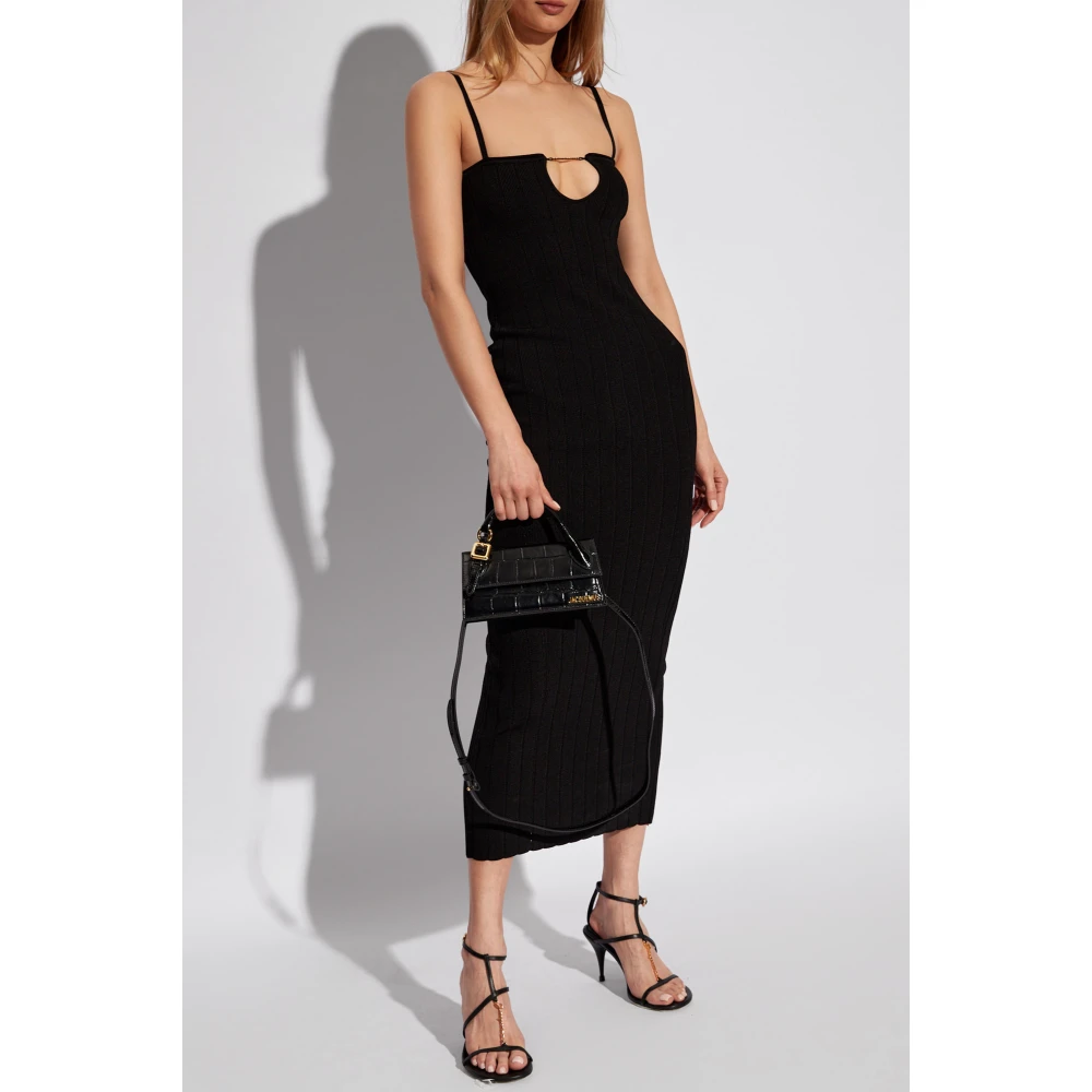 Jacquemus Sierra geribbelde slipjurk Black Dames