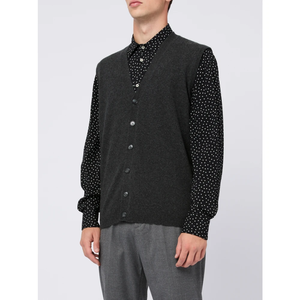 Daniele Fiesoli Grijze V-hals Merino Cashmere Trui Gray Heren