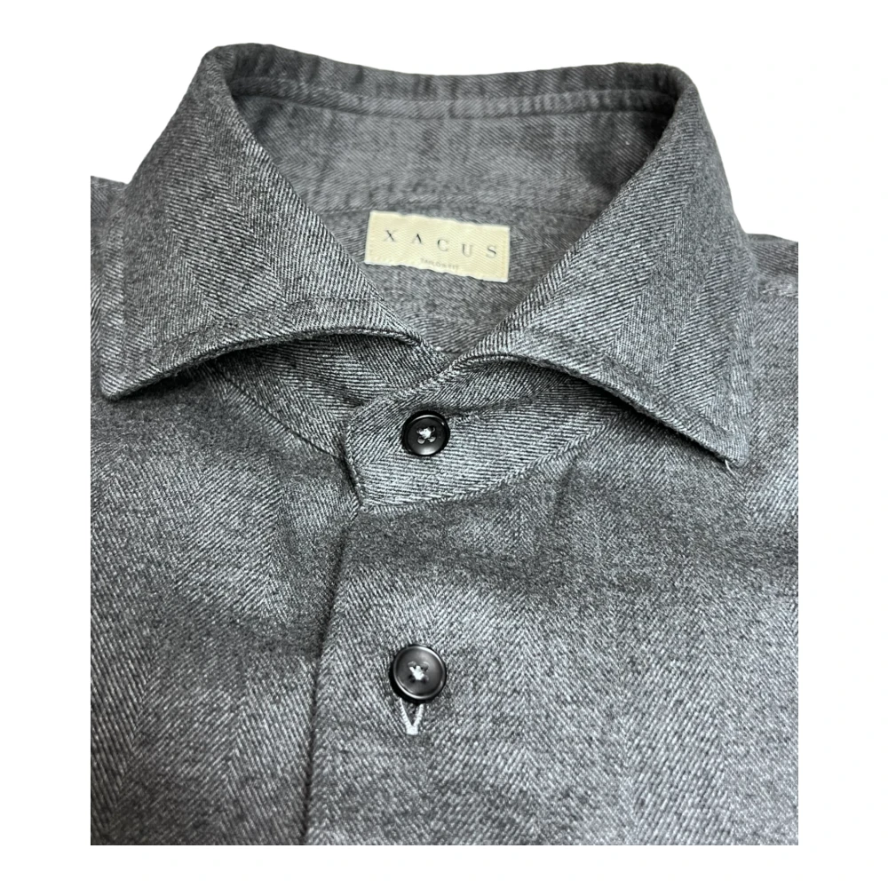Xacus Gewassen Flanel Katoen Lyocell Antraciet Gray Heren
