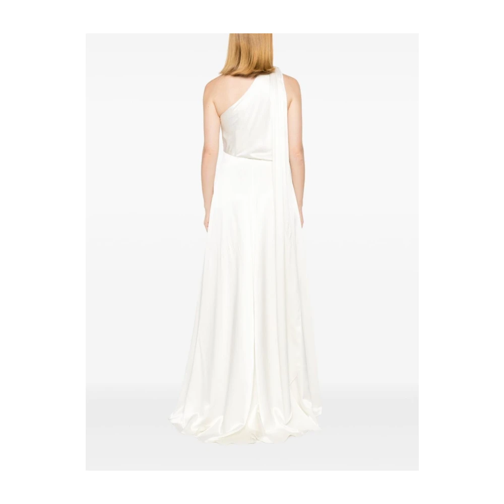 Max Mara Witte Een-Schouder Zijden Jurk White Dames