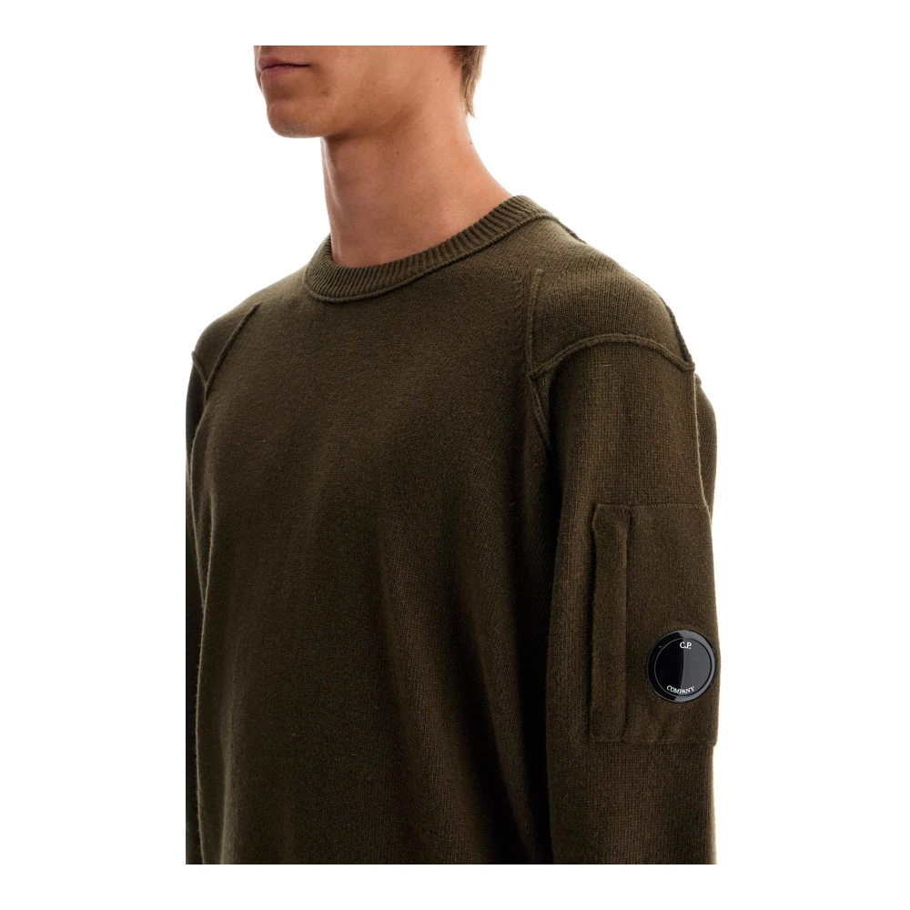 C.P. Company Omgekeerd Gestikte Crewneck Pullover Green Heren