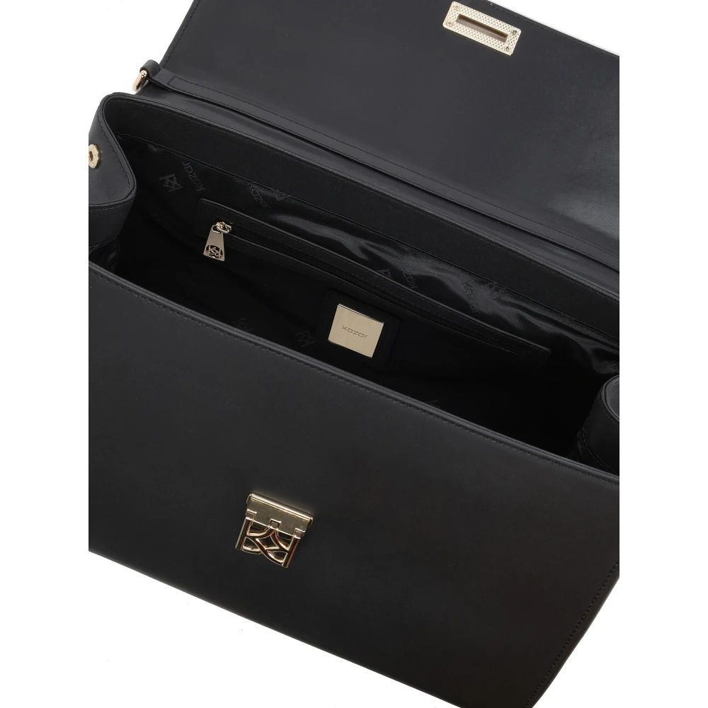 Kazar Grote leren handtas met moderne retrostijl Black Dames