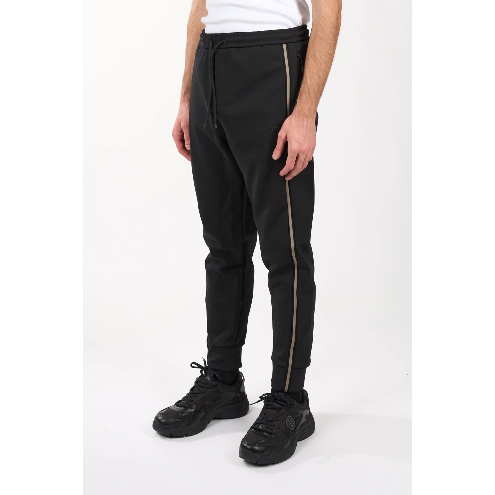 Hugo Boss Fleece Sweatpants met Trekkoord in de Taille Black Heren