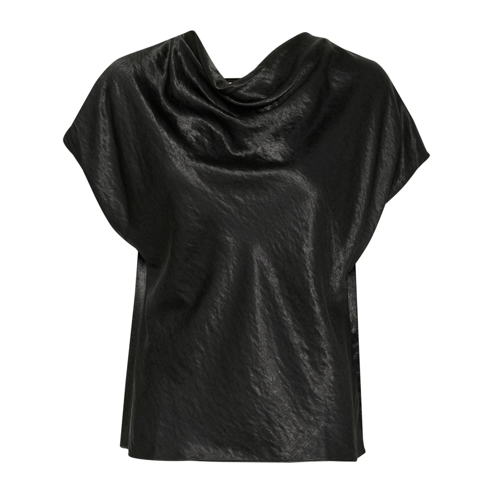 Inwear Black Elegant Draped Top Blouse - Female - Blouses - S - Blouses & Shirts