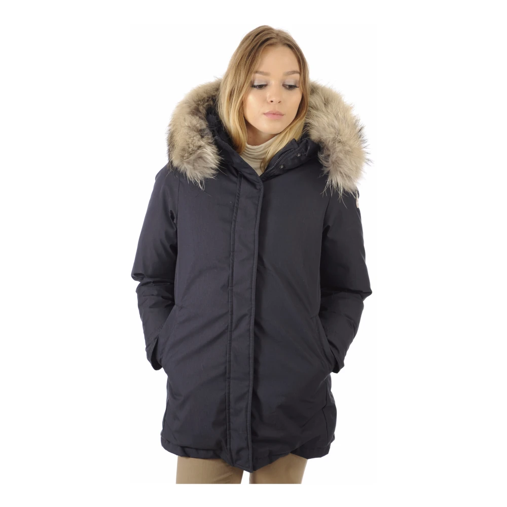 Pyrenex Bordeaux Admiral Parka met wasbeer bont Blue Dames