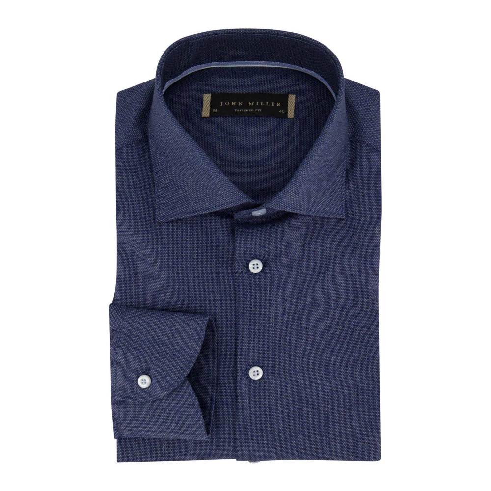 John Miller Zakelijk Overhemd Donkerblauw Tailored Fit Blue Heren