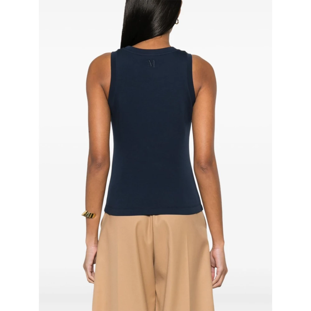 Max Mara Blauwe Geborduurde Mouwloze Top Blue Dames