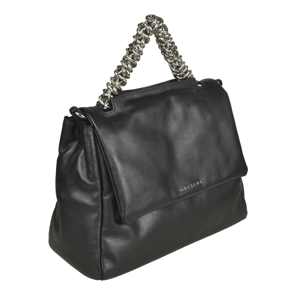 Orciani Zwarte Leren Tassen Collectie Black Dames