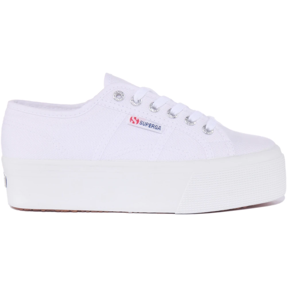 Superga Women's White Sneakers,, Platform Trainers For Size 7 Uk