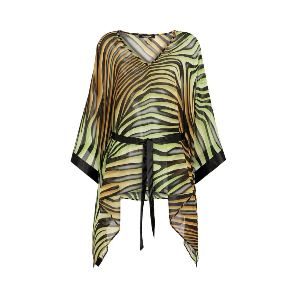 Roberto Cavalli Zebra-Print Kaftan Klänning med V-ringning Multicolor, Dam