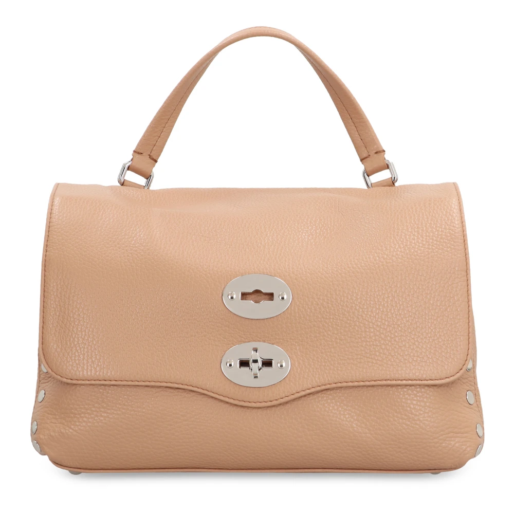 Zanellato Leren handtas met draaislot sluiting Brown Dames