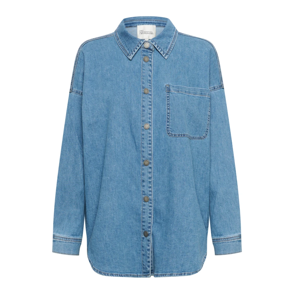 My Essential Wardrobe Denim Blouse met Zak Blue Dames