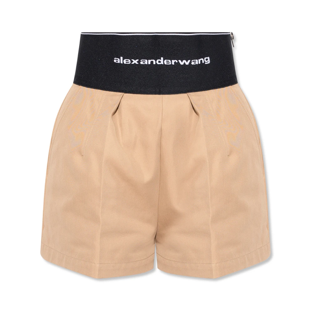Alexander wang Safari Shorts met Zichtbare Rits en Logo Elastiek Beige Dames
