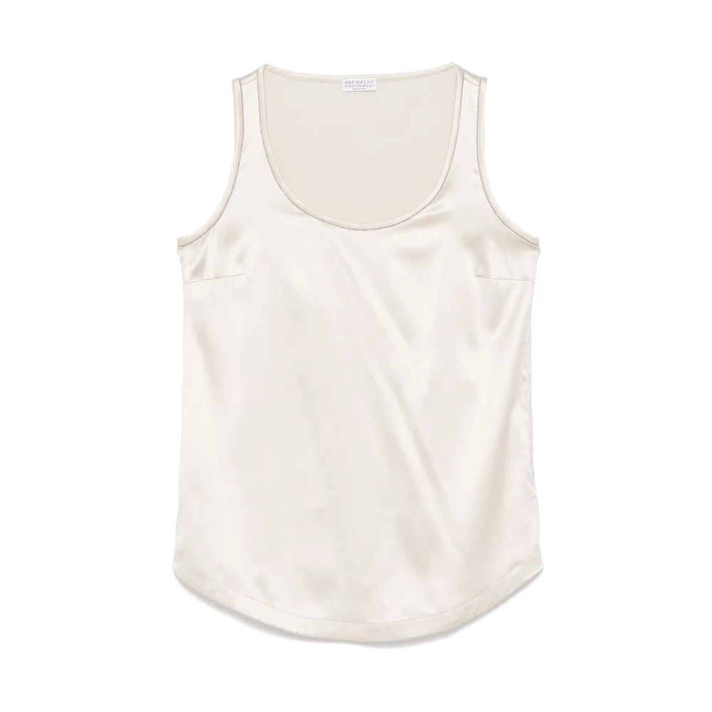 BRUNELLO CUCINELLI Lichtbeige Mouwloze Top White Dames