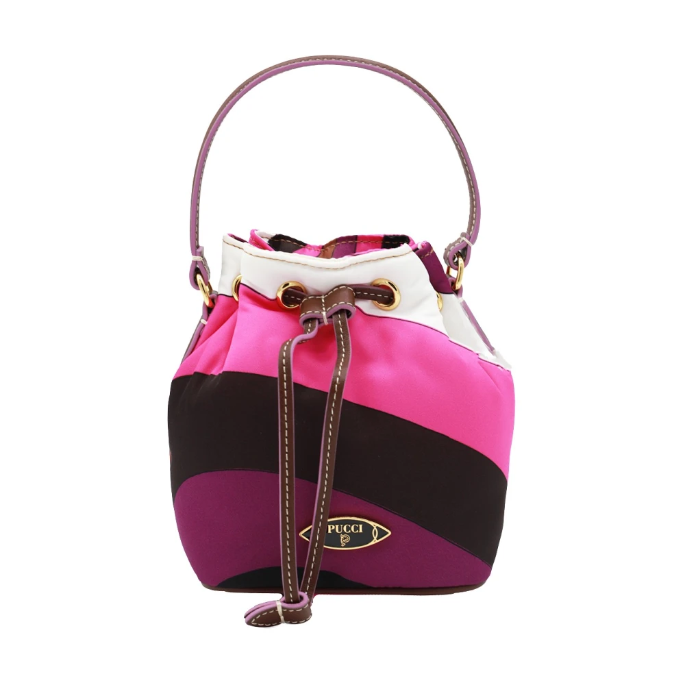 EMILIO PUCCI Roze Multicolor Satchel met Logo Patch Multicolor Dames