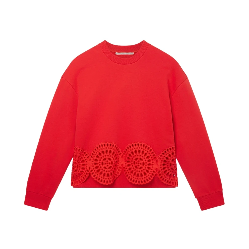 Stella Mccartney Broderie Anglaise Detail Sweatshirt Ss23 Red Dames