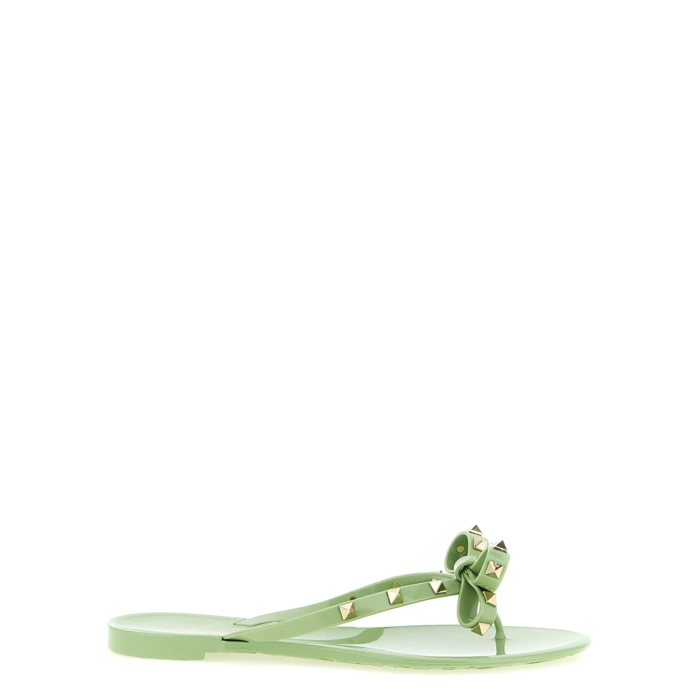Valentino Garavani Women's Green Flip Flops, 3 Uk, Pm Thong Rockstud Sandals