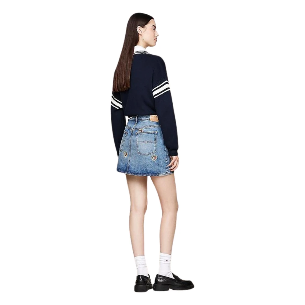 Tommy Hilfiger Geborduurde Denim Mini Rok Blue Dames