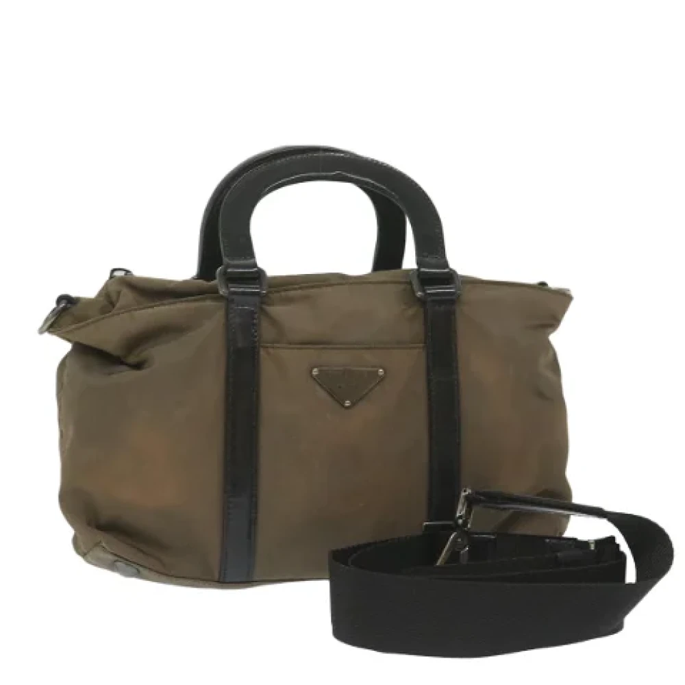 Prada Vintage Pre-owned Nylon handbags Green Dames