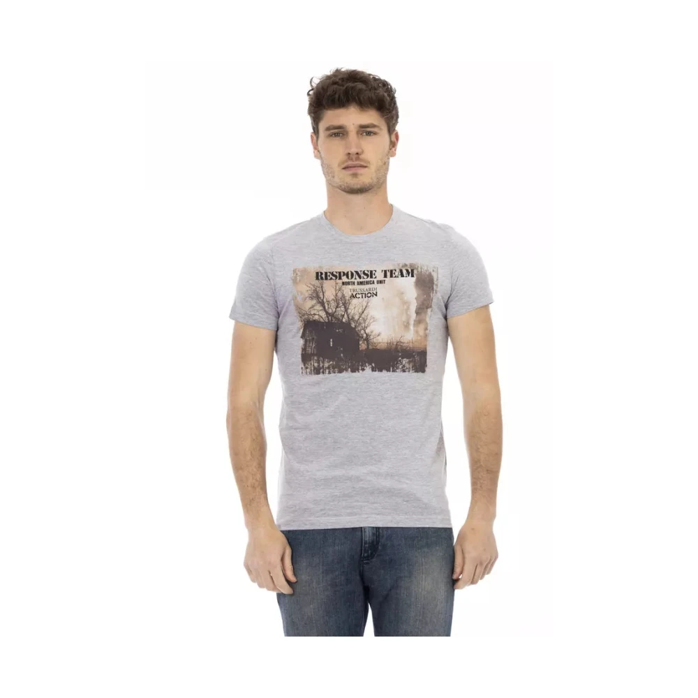 Trussardi Mannelijk Grijs Tops Heren, Xl, Katoen, Action T-Shirt
