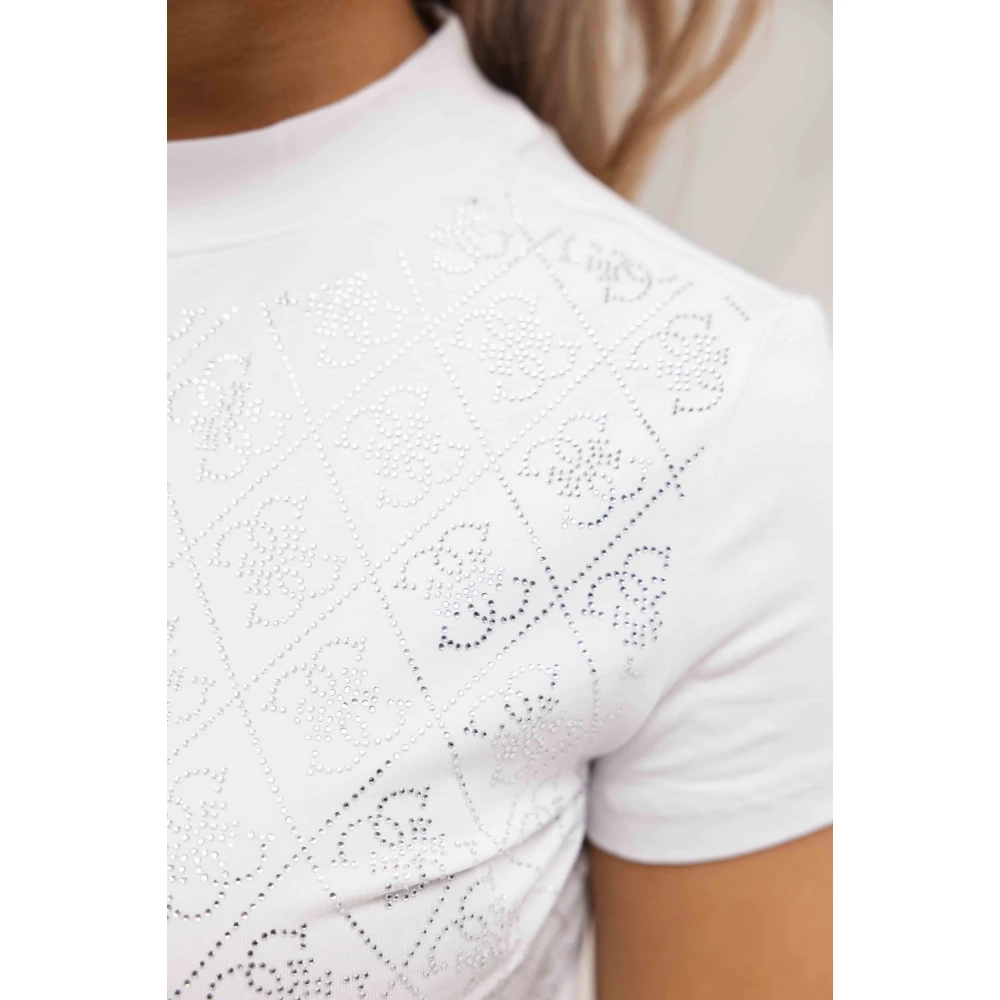 Guess Mock Neck T-Shirt White Dames