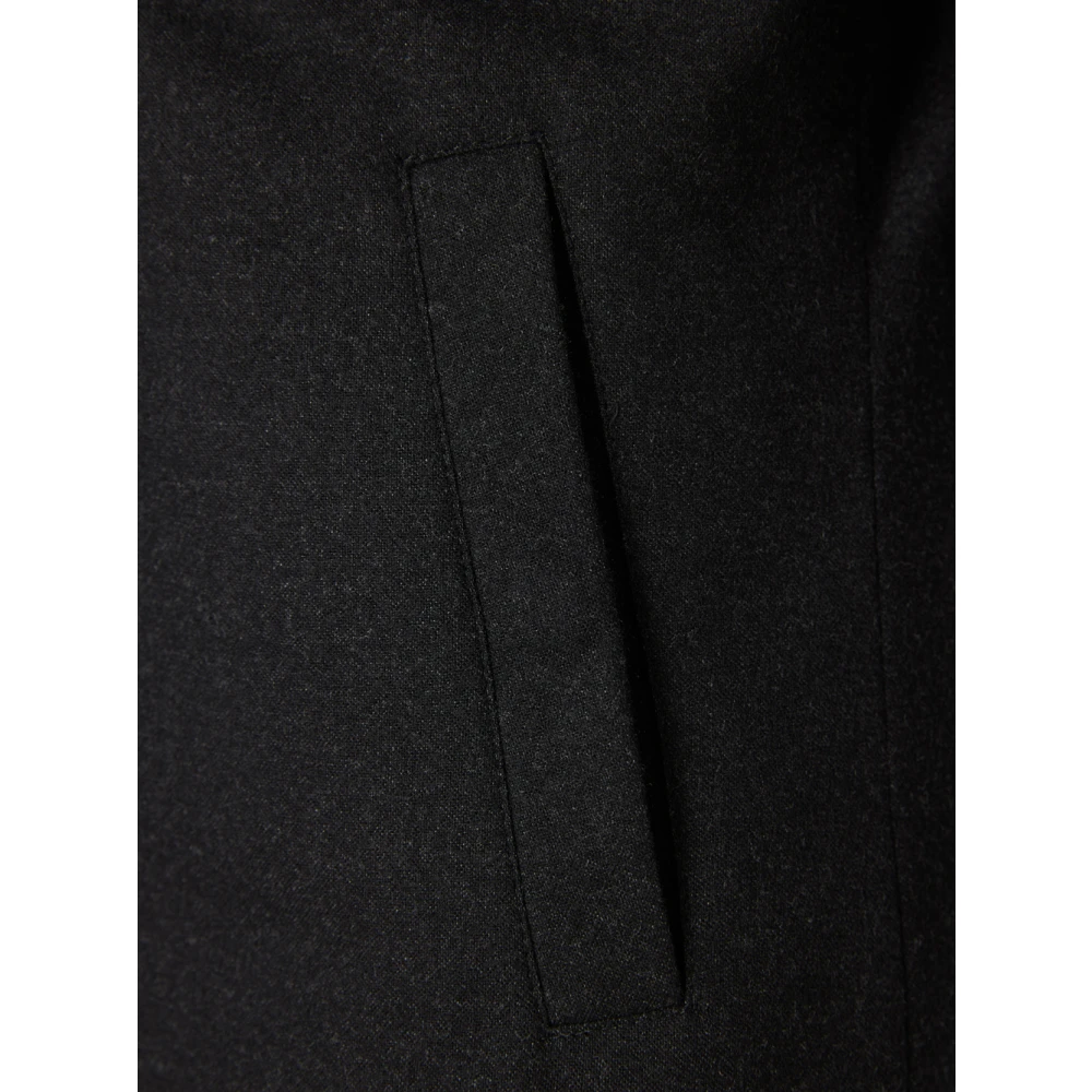 Eleventy Wollen jas met voorste knopen Black Heren