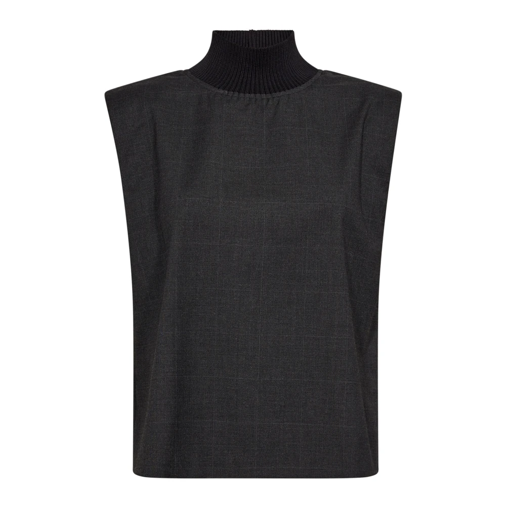 Co'Couture Rib Turtleneck Vest Top Black, Dam