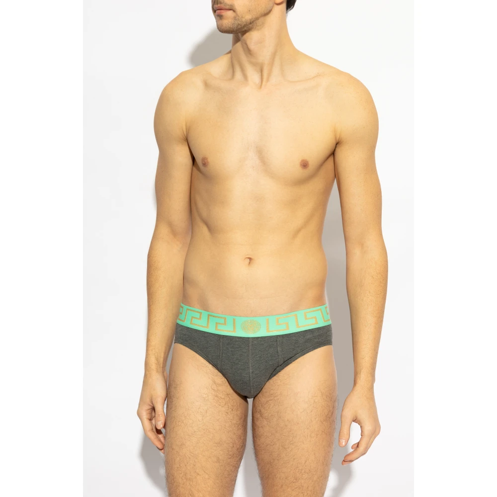 Versace Katoenen slips Gray Heren