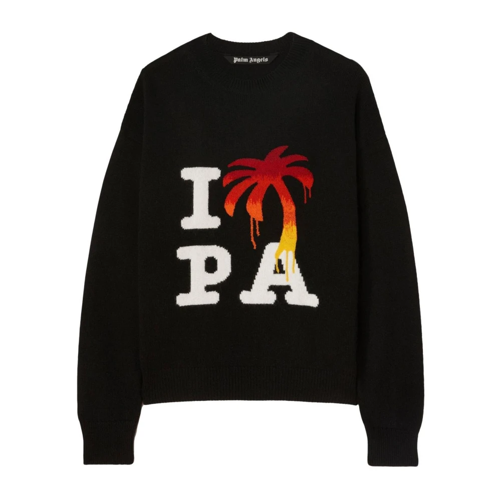 Palm Angels Uomo Nero I Pa Palm Tree Knit Sweater