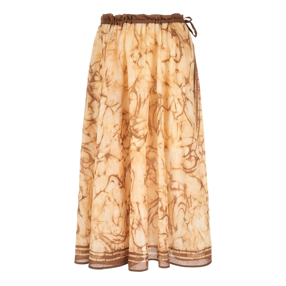Zimmermann Women's Beige Indra Midi Skirt - Midi Skirts - M - Skirts