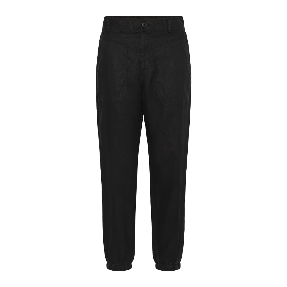Part Two Zwarte Linnen Broek Stijlvolle Snit Black Dames