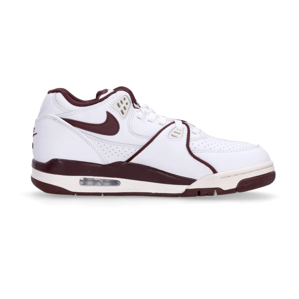 Nike Låg Vit/Burgundy Sneaker med Flight Stil White, Herr