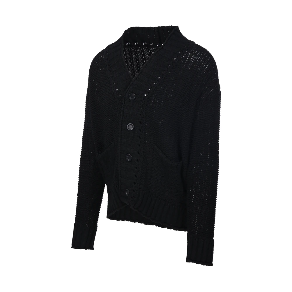 Roberto Collina Zwarte Cardigan Sweater Rt3409 Black Heren