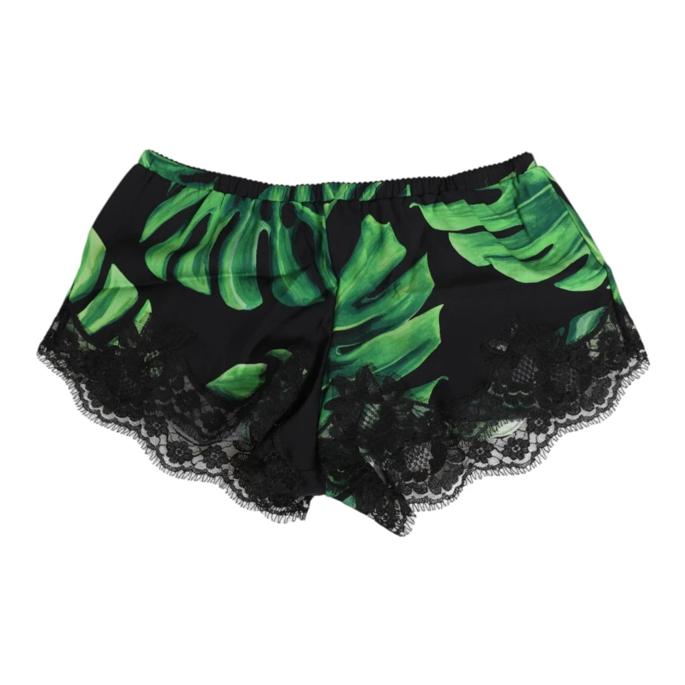 Dolce & Gabbana Kvinno Multicolor Underkläder Dam, S, Läder, Grön Tropiskt Tryck Spetsunderkläder