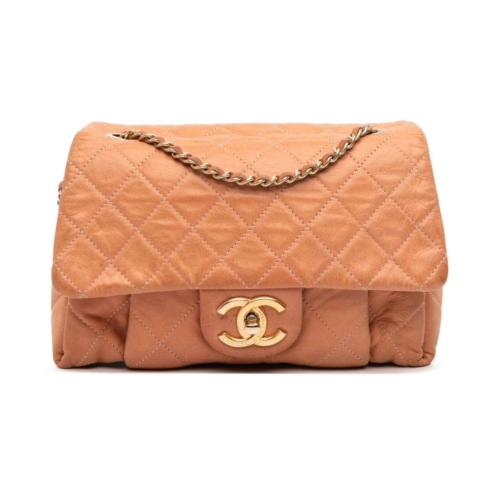 Chanel Vintage Women's Orange Vintage Cross Body Bags, One Size, Pre-Owned Quilted Flap Bag