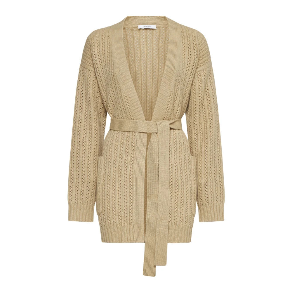 Max Mara Ecru Gehaakte Vest met Zelfbindend Riem Beige Dames