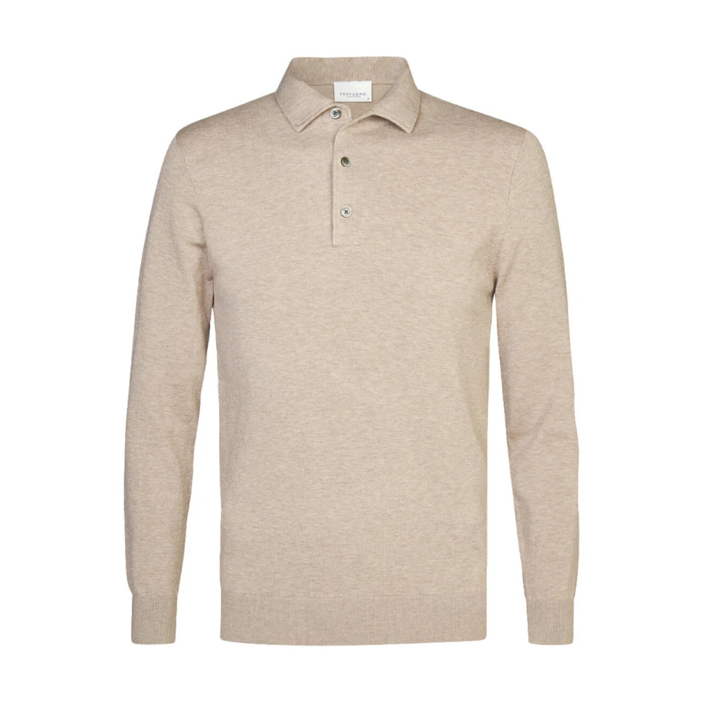 Profuomo Beige Polo One-Piece Sweater Beige Heren