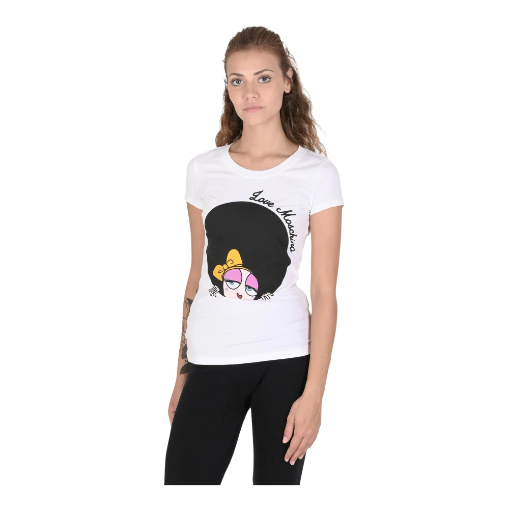 Love Moschino Witte Katoenmix Tee White Dames
