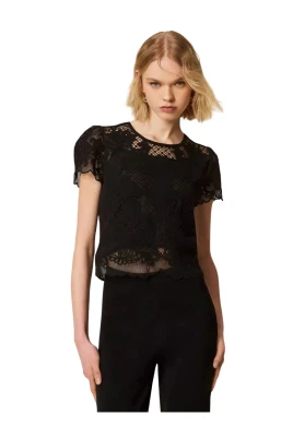 Blus i muslin med broderi